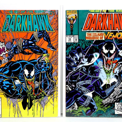 DARKHAWK #13 #14 Early VENOM Crossover Issues Marvel Comics 1992 - High grade