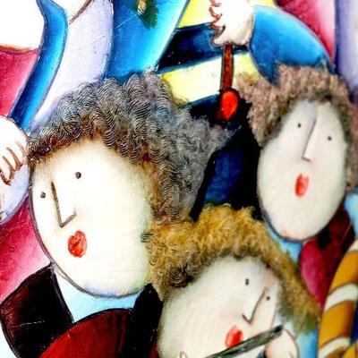 Joyce Roybal "Musicians" Original Oil Painting, Signed, Huge 52" x 40"