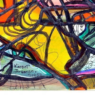 circa 1950 Watercolor 24" x 18" Signed Vincent Drennan #100