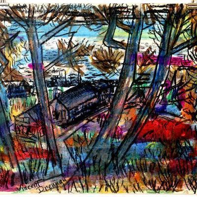 circa 1942 Pastel/Watercolor 24" x 18" Signed Vincent Drennan #094