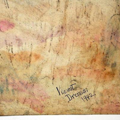 circa 1942 Pastel/Watercolor 24" x 18" Signed Vincent Drennan #094