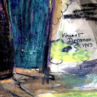 circa 1943 Watercolor/Pastel 24" x 18" Signed Vincent Drennan #030