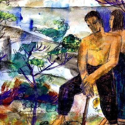 circa 1943 Watercolor/Pastel 24" x 18" Signed Vincent Drennan #030