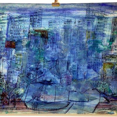 circa 1965 Watercolor 24" x 18" Signed Vincent Drennan #039