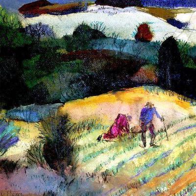 circa 1942 Watercolor/Pastel Painting 24" x 18" Signed Vincent Drennan #027