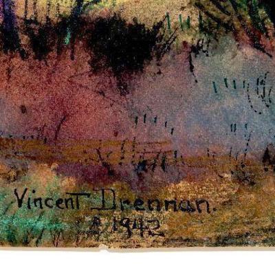 circa 1942 Watercolor/Pastel Painting 24" x 18" Signed Vincent Drennan #027