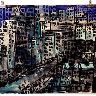 c. 1949 Watercolor Painting Signed Vincent Drennan 24" x 17.5" #105