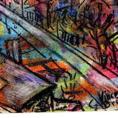 c. 1942 Pastel/Watercolor Painting Signed Vincent Drennan 24" x 18" #108