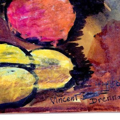 circa 1950 Watercolor 24" x 18" Signed Vincent Drennan #041