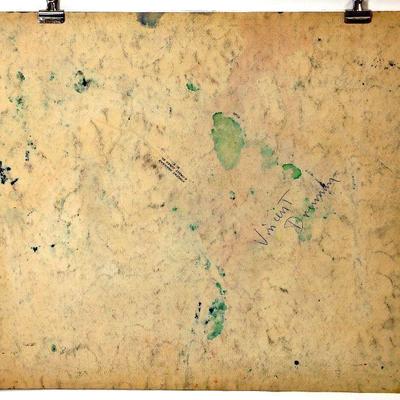 circa 1943 Watercolor 23" x 18" Signed Vincent Drennan #047