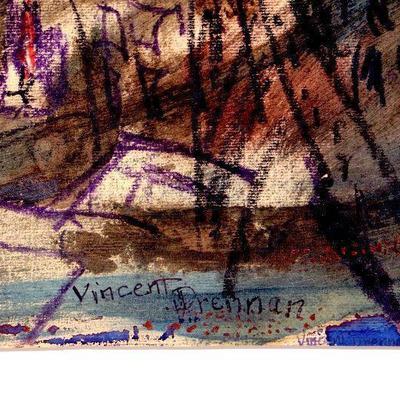 circa 1942 Watercolor 21.5" x 17" Signed Vincent Drennan #048