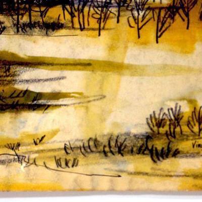 circa 1942 Watercolor 24" x 18" Signed Vincent Drennan #038