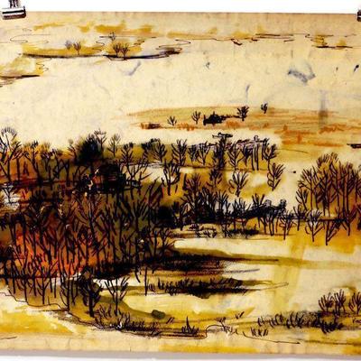 circa 1942 Watercolor 24" x 18" Signed Vincent Drennan #038