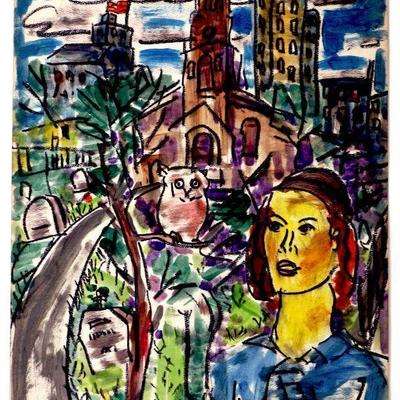 circa 1942 Watercolor 24" x 18" Signed Vincent Drennan #051