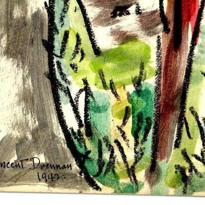 circa 1942 Watercolor 24" x 18" Signed Vincent Drennan #051