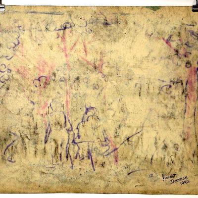 circa 1942 Pastel/Watercolor 24" x 18" Signed Vincent Drennan #055