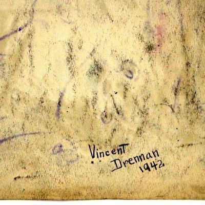 circa 1942 Pastel/Watercolor 24" x 18" Signed Vincent Drennan #055