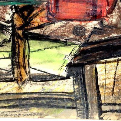 circa 1942 Watercolor/Pastel 24" x 18" Signed Vincent Drennan #070