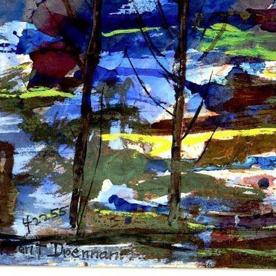 circa 1955 Watercolor 24" x 18" Signed Vincent Drennan #071