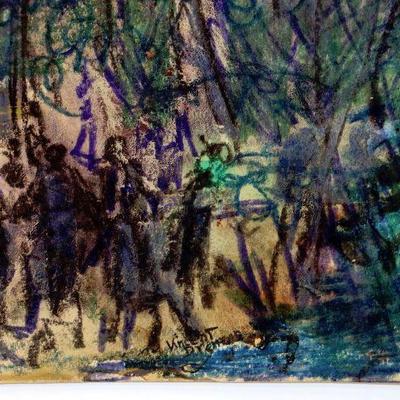 circa 1940's Pastel/Watercolor 24" x 18" Signed Vincent Drennan #074