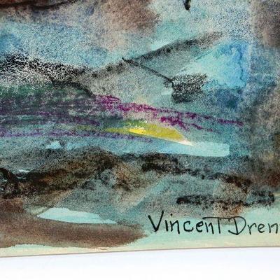 circa 1940's Watercolor/Pastel 22.5" x 16" Signed Vincent Drennan #079
