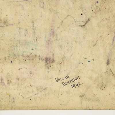 circa 1942 Pastel/Watercolor 24" x 18" Signed Vincent Drennan #080