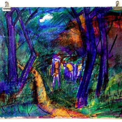circa 1941 Pastel/Watercolor 20" x 16" Signed Vincent Drennan #085