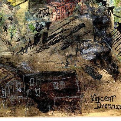 circa 1948 Watercolor 24" x 18" Signed Vincent Drennan #089