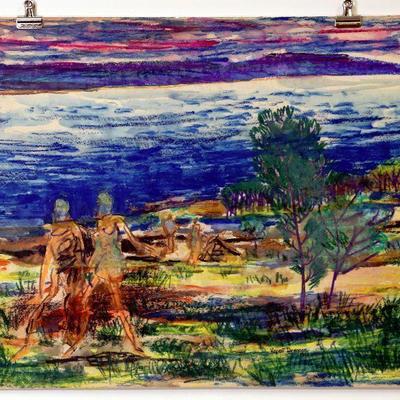 circa 1943 Watercolor/Pastel 24" x 18" Signed Vincent Drennan #091