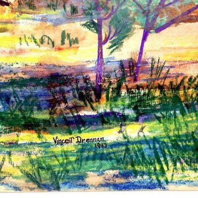 circa 1943 Watercolor/Pastel 24" x 18" Signed Vincent Drennan #091