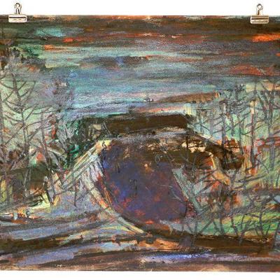 circa 1940's Pastel/Watercolor 24" x 18" Signed Vincent Drennan #093