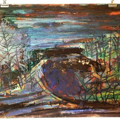 circa 1940's Pastel/Watercolor 24" x 18" Signed Vincent Drennan #093