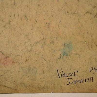 circa 1942 Pastel/Watercolor 20" x 16" Signed Vincent Drennan #096