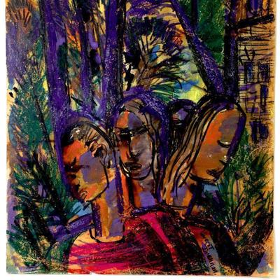 circa 1940's Watercolor/Pastel 24" x 18" Signed Vincent Drennan #097