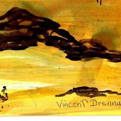 circa 1952 Watercolor 24" x 18" Signed Vincent Drennan #099
