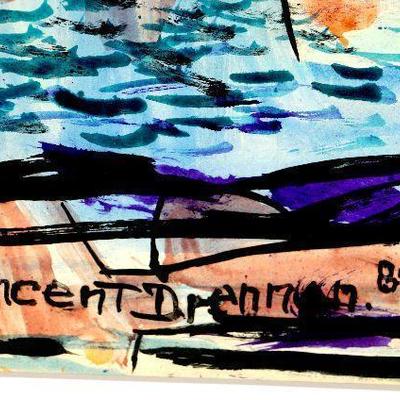 circa 1952 Watercolor 24" x 18" Signed Vincent Drennan #024