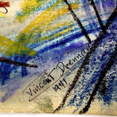circa 1941/42 Pastel/Watercolor 24" x 18" Signed Vincent Drennan #033