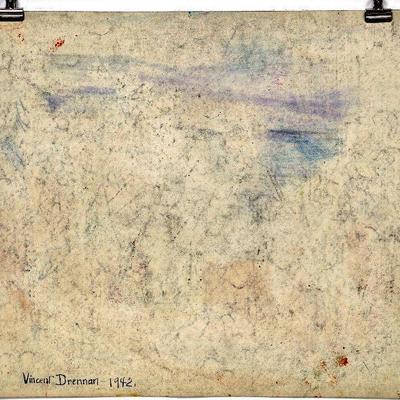 circa 1942 Pastel/Watercolor Painting 24" x 18" Signed Vincent Drennan #035