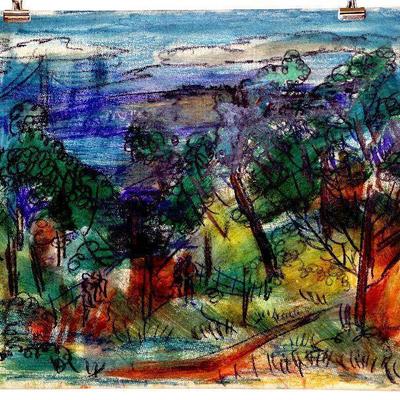 circa 1942 Pastel/Watercolor Painting 24" x 18" Signed Vincent Drennan #035
