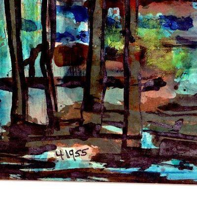 c. 1955 Watercolor Painting Signed Vincent Drennan 24" x 18" #101
