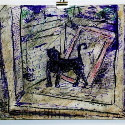 circa 1940's Pastel/Watercolor 14" x 11" Signed Vincent Drennan #017