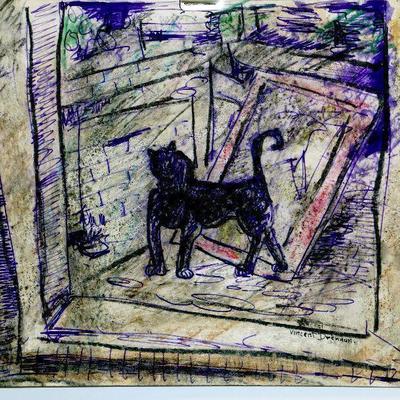 circa 1940's Pastel/Watercolor 14" x 11" Signed Vincent Drennan #017