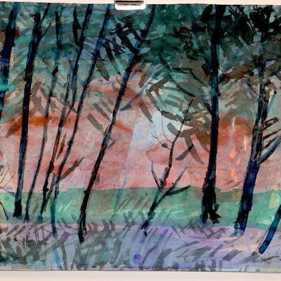 circa 1940's Watercolor 14" x 10.5 Signed Vincent Drennan #015