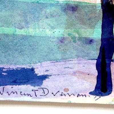 circa 1940's Watercolor 14" x 10.5 Signed Vincent Drennan #014