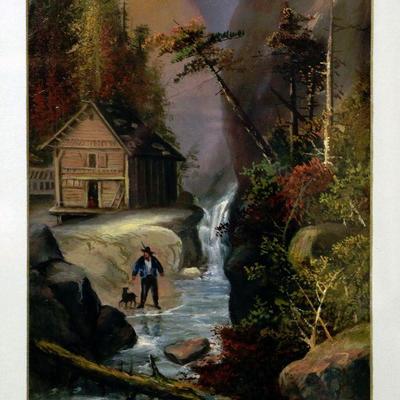 Antique Oil Painting on Canvas Signed Framed 22" x 37"