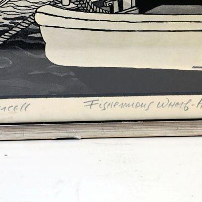 Trace Purcell Signed Litho Hawaii Honolulu Fisherman's Wharf c.1978 - A-031