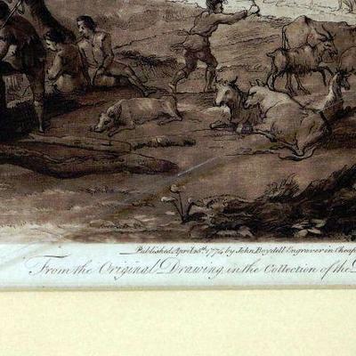 c.1774 Antique Sepia Engraving Claude Le Lorrain R. Earlom John Boydell A-040