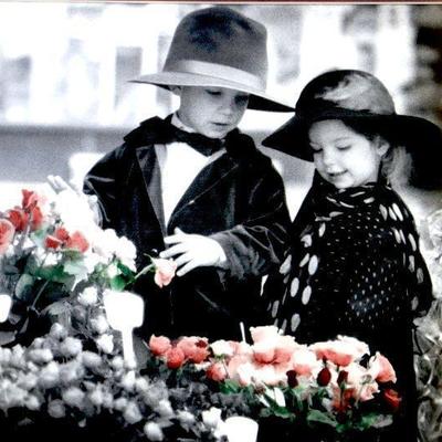 Girl and a Boy with a Roses ART PHOTO in Frame - A-029