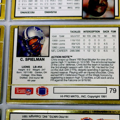1991 NFL Detroit Lions National Series Team Set Action Packed Lot of 6
