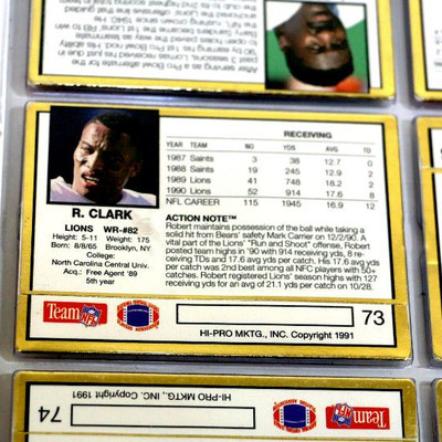 1991 NFL Detroit Lions National Series Team Set Action Packed Lot of 6
